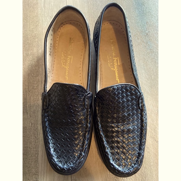 Salvatore Ferragamo Shoes - Salvatore Ferragamo Sport Black Woven Loafers Size 9